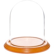 Glass Dome with Oak Veneer Base - 4.5" x 6"