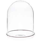 Plymor 4.5" x 6" Glass Display Dome Cloche (Silver Rim Glass Tray Base)