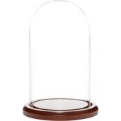 Plymor 4.5 inch x 8 inch Glass Display Dome Cloche (Dark Wood Base)