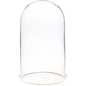 Plymor 4.5" x 8" Glass Display Dome Cloche with Gold Rim (Clear Glass Tray Base)