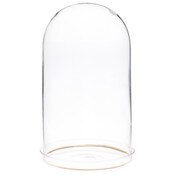 Plymor 4.5" x 8" Glass Display Dome Cloche with Gold Rim (Clear Glass Tray Base)