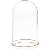 Plymor 4.5" x 8" Glass Display Dome Cloche with Gold Rim (Gold Rim Glass Tray Base)