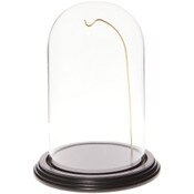 Glass Dome with Black Wood Veneer Base & Gold Wire - 4.5" x 8"
