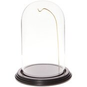 Glass Dome with Black Wood Veneer Base & Gold Wire - 4.5" x 8"