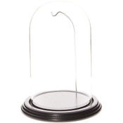 Glass Dome with Black Wood Veneer Base & Silver Wire - 4.5" x 8"