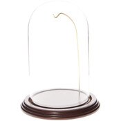 Glass Dome with Dark Mahogany Veneer Base & Gold Wire - 4.5" x 8"