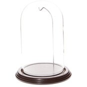 Glass Dome with Dark Mahogany Veneer Base & Silver Wire - 4.5" x 8"