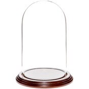 Glass Dome with Dark Mahogany Veneer Base - 4.5" x 8"
