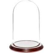 Glass Dome with Dark Mahogany Veneer Base - 4.5" x 8"