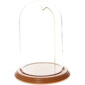 Glass Dome with Oak Veneer Base & Gold Wire - 4.5" x 8"