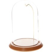 Glass Dome with Oak Veneer Base & Gold Wire - 4.5" x 8"