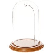 Glass Dome with Oak Veneer Base & Silver Wire - 4.5" x 8"
