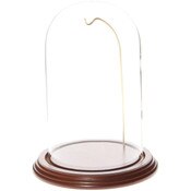 Glass Dome with Walnut Veneer Base & Gold Wire - 4.5" x 8"