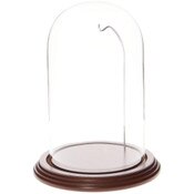 Glass Dome with Walnut Veneer Base & Silver Wire - 4.5" x 8"