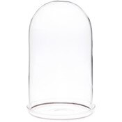 Plymor 4.5" x 8" Glass Display Dome Cloche with Silver Rim (Clear Glass Tray Base)
