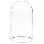 Plymor 4.5" x 8" Glass Display Dome Cloche with Silver Rim (Clear Glass Tray Base)