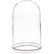 Plymor 4.5" x 8" Glass Display Dome Cloche with Silver Rim (Silver Rim Glass Tray Base)