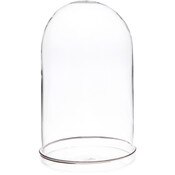 Plymor 4.5" x 8" Glass Display Dome Cloche (Silver Rim Glass Tray Base)