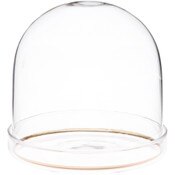 Plymor 4" x 4" Glass Display Dome Cloche with Gold Rim (Clear Glass Tray Base)
