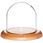Glass Dome with Oak Base - 4" x 4"