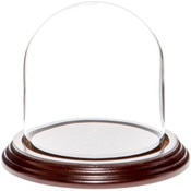 Glass Dome with Dark Mahogany Veneer Base - 4" x 4"