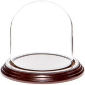 Glass Dome with Dark Mahogany Veneer Base - 4" x 4"