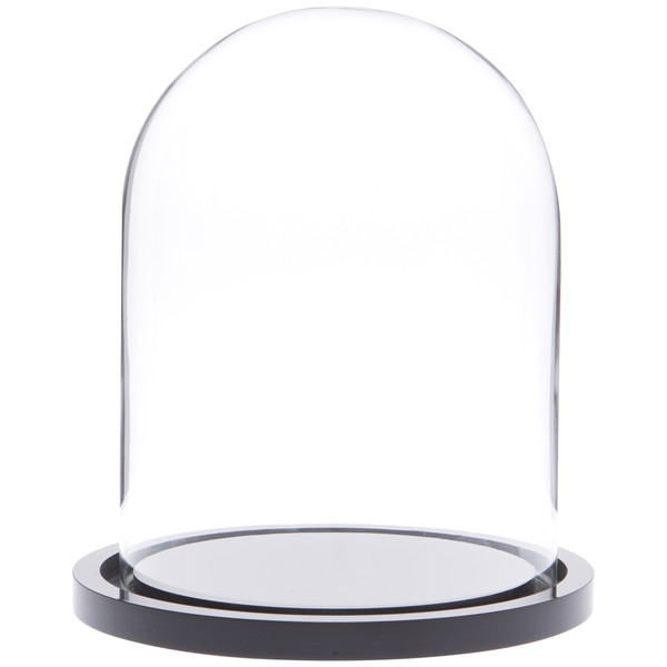 Plymor 4 x 5.25 Glass Display Dome Cloche (Black Acrylic Base)