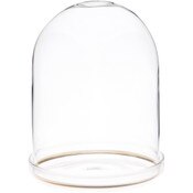 Plymor 4" x 5.5" Glass Display Dome Cloche with Gold Rim (Clear Glass Tray Base)