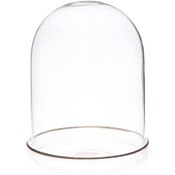 Plymor 4" x 5.5" Glass Display Dome Cloche (Gold Rim Glass Tray Base)