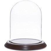 Glass Dome with Dark Mahogany Veneer Base - 4" x 5.25"