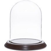 Glass Dome with Dark Mahogany Veneer Base - 4" x 5.25"