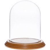 Glass Dome with Oak Veneer Base - 4" x 5.25"