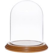 Glass Dome with Oak Veneer Base - 4" x 5.25"