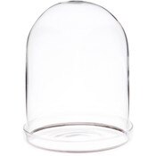Plymor 4" x 5.5" Glass Display Dome Cloche with Silver Rim (Clear Glass Tray Base)