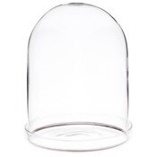 Plymor 4" x 5.5" Glass Display Dome Cloche with Silver Rim (Clear Glass Tray Base)