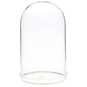 Plymor 4" x 7" Glass Display Dome Cloche with Gold Rim (Clear Glass Tray Base)