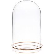 Plymor 4" x 7" Glass Display Dome Cloche with Gold Rim (Gold Rim Glass Tray Base)