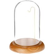 Glass Dome with Oak Base & Brass Wire - 4" x 7"