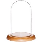Glass Dome with Oak Base - 4" x 7"