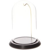 Glass Dome with Black Wood Veneer Base & Gold Wire - 4" x 7"
