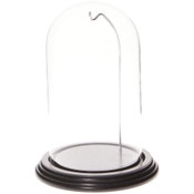 Glass Dome with Black Wood Veneer Base & Silver Wire - 4" x 7"