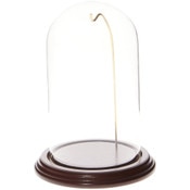 Glass Dome with Dark Mahogany Veneer Base & Gold Wire - 4" x 7"