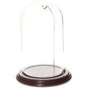 Glass Dome with Dark Mahogany Veneer Base & Silver Wire - 4" x 7"
