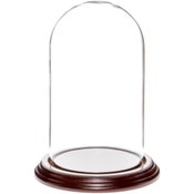 Glass Dome with Dark Mahogany Veneer Base - 4" x 7"