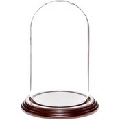 Glass Dome with Dark Mahogany Veneer Base - 4" x 7"
