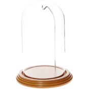 Glass Dome with Oak Veneer Base & Silver Wire - 4" x 7"