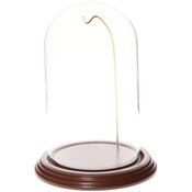 Glass Dome with Walnut Veneer Base & Gold Wire - 4" x 7"