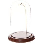 Glass Dome with Walnut Veneer Base & Gold Wire - 4" x 7"