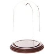 Glass Dome with Walnut Veneer Base & Silver Wire - 4" x 7"
