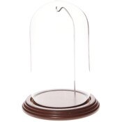 Glass Dome with Walnut Veneer Base & Silver Wire - 4" x 7"